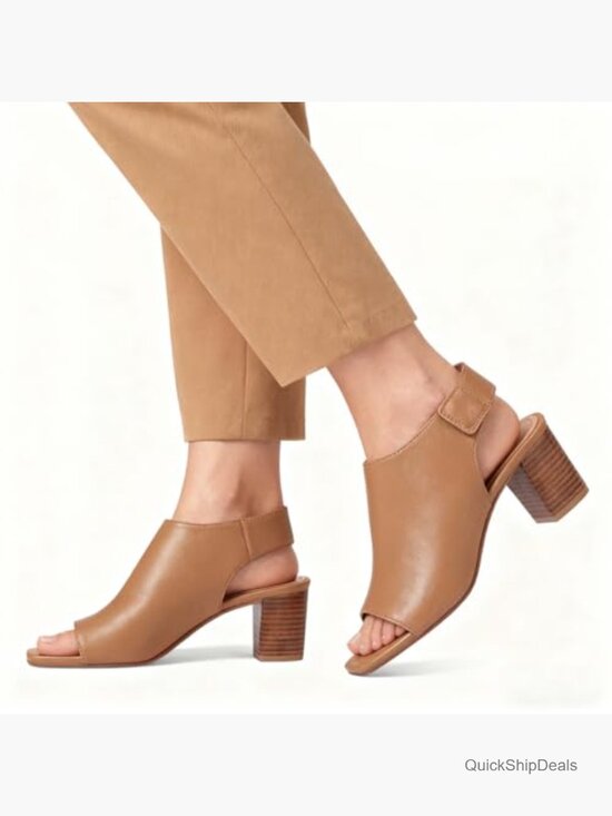 The MX 35 - Biscotti Suede – Margaux Matte/Nubuck Suede Heeled Sandals, Open Square Toe, Hook & Loop Backless